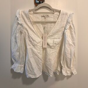 Saison de la Fleur by Free People White Puff Sleeve Blouse - Size S